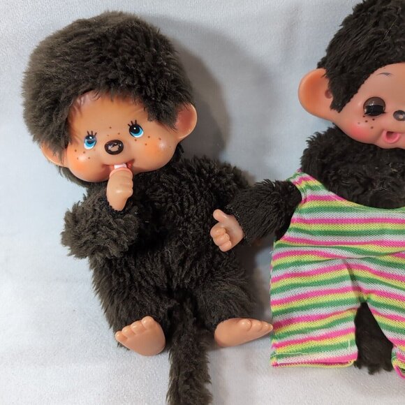 Sekiguchi Monchhichi 3 Set Vintage Sleep Eyes Brown Monkey Plush Stuffed Toy Lot - Picture 7 of 15